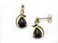 Black Coral Pear Shaped Dangle Earrings