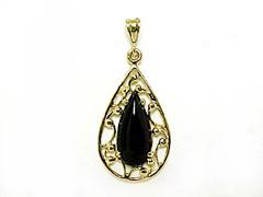 Black Coral Pear Shaped Pendant