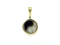 Black Coral/diamond Yin & Yang Pendant