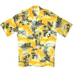 Blue Hawaki Aloha Shirt - Yellow