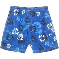 Blue Hibiscus Microfiber Shorts