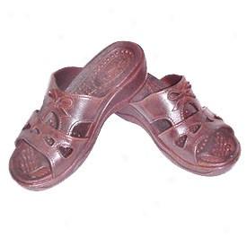 Brown Slip-on Sandals With Bow