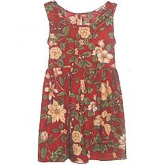 Christmas Floral Girls' Tie-back  Dress