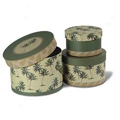 Coconut Palms Round Nested Boxes