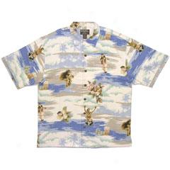 Kim Taylor Reece Scenic Aloha Shirt-blue