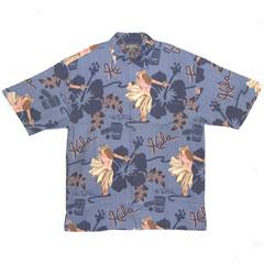 Kim Taylorr Reece Hula Aloha Shirt-blue