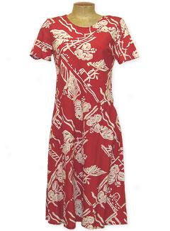 Ethnic Hibiscus Short Sleeve A-line Dress