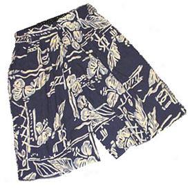 Ethnic Hibiscus Waiking Shorts