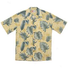 Fern Tapa Aloha Shirt-gold