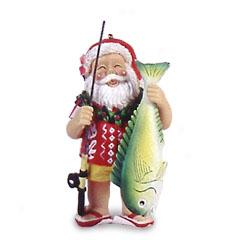 Fishinb Santa Ornament