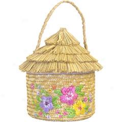 Floral Hut Straw Handbag