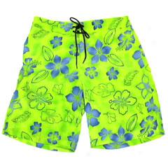 Floral Microfiber Board Shorts-green