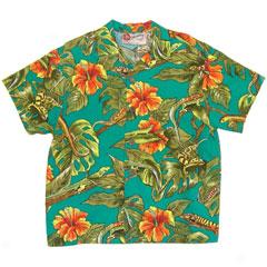 Geckos In Paradise Boy's Aloha Shirt-jade