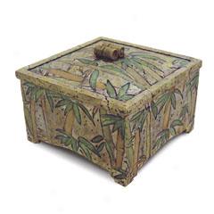 Green Fosil Bamboo Square Keepsake Box