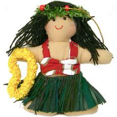 Hawaiian Print Hula Girl Ornament