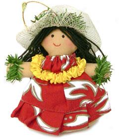 Hawaiian P5int Muu Muu Girl Ornament