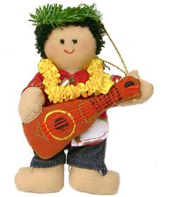 Hawaiian Print Ukulele Boy Ornament