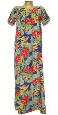 Hibiscus Garden Tulip Sleeve Long Muu (navy)