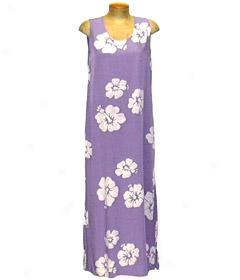 Hibiscus Protracted Sleeveless Dress-lavender