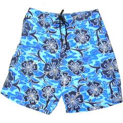 Hibiscus Microfiber Board Shorts-blue