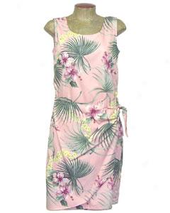 Hibiscus Palms Sarong Dress-pink