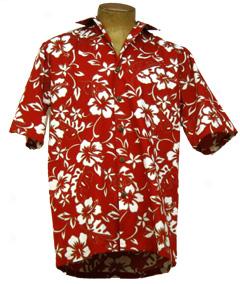 Hibiscus Pareo Aloha Shirt - Red