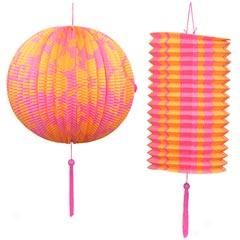 Hibiscus Pink Decorative Lanterns-set Of 2