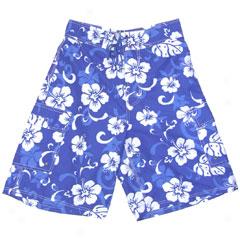 Hibiscus Shadow Microfiber Boardshorts-royal