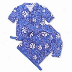 Hibiscus Tapa Aloha Shirt Pot Holder And Oven Mitt