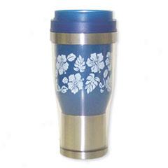 Hibiscus Thermal Travel Mug- Blue