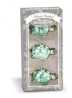 Honu Famil yGlass Ornaments 3-pacm