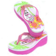 Hula Dancer Girl'ss Platform Slippers- Pink