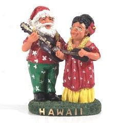 Hula Santa Couple With Ukuleles