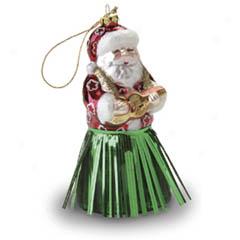 Hula Skiry Santa Glass Ornament