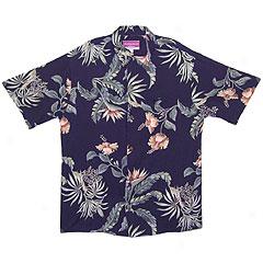 Island Moments By Emme Manoa Floral Aloha Shirt-black