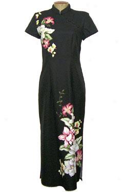 Island Moments By Emme Magnolia Long Mandarin Dress-black