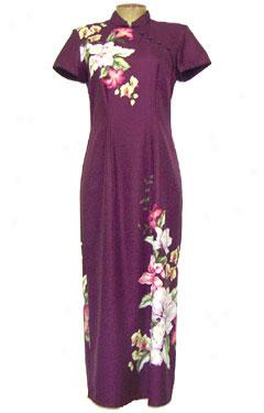 Island Moments By Emme Magnolia Long Mandarin Dress-plum