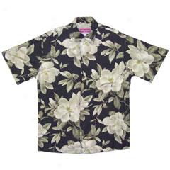 Island Moments By Emme Vintage Magnolia Aloha Shirt-black