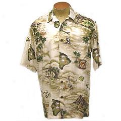 Island Scenic Aloha Shirt- Brown