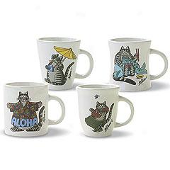 Kliban Cats & More Cats Mini Mug Set Of 4