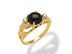 Ladie's Black Coral  1/2 Stone Ring