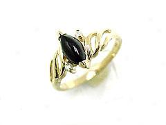 Ladie's Black Coral Marquise Ring