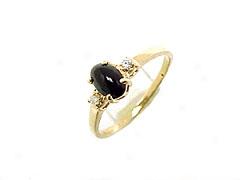 Ladie's Black Coral Oval Ring