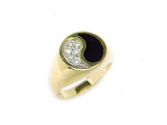 Ladie's Black Coral Yin Yang Ring