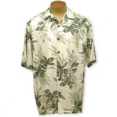 Leafy Orchid Aloha Shirt- Cream