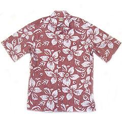 Melia Reverse Print Aloha Shirt- Red
