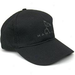 Nylon Jersey Mesh Petroglyph Hawaii Cap - Black