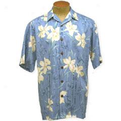 Orchid Bamboo Aloha Shirt-blue