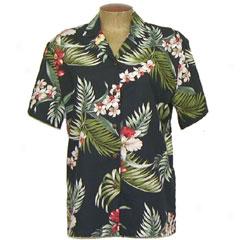 Orchid Palms Camp Blouse-black