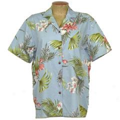 Orchid Palms Camp Blouse-turquoise